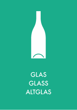Piktogram på tre sprog med Glas Piktogram på tre sprog med Glas