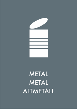 Piktogram på tre sprog med Metal Piktogram på tre sprog med Metal