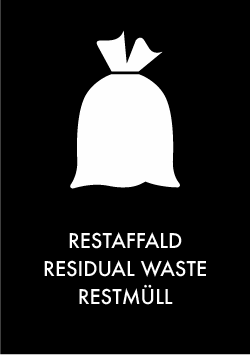 Piktogram på tre sprog med Restaffald Piktogram på tre sprog med Restaffald